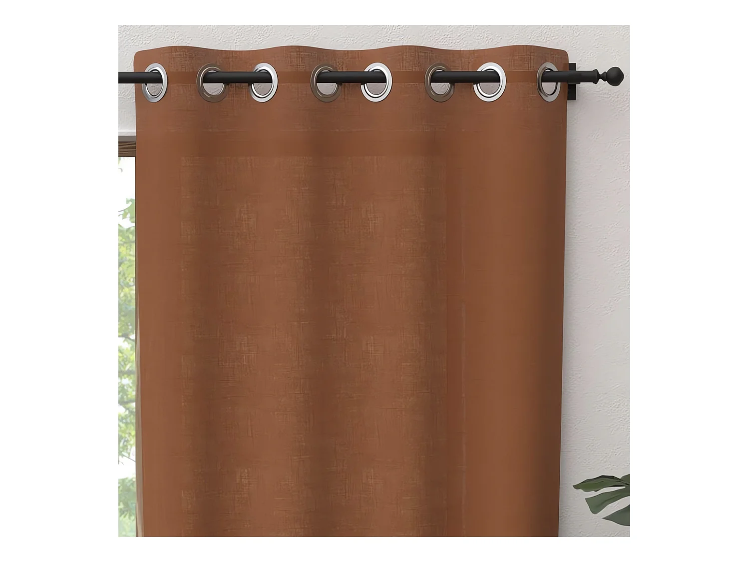 Rideau à oeillets pur coton 135x250 cm PANAMA terra, par Soleil d'Ocre