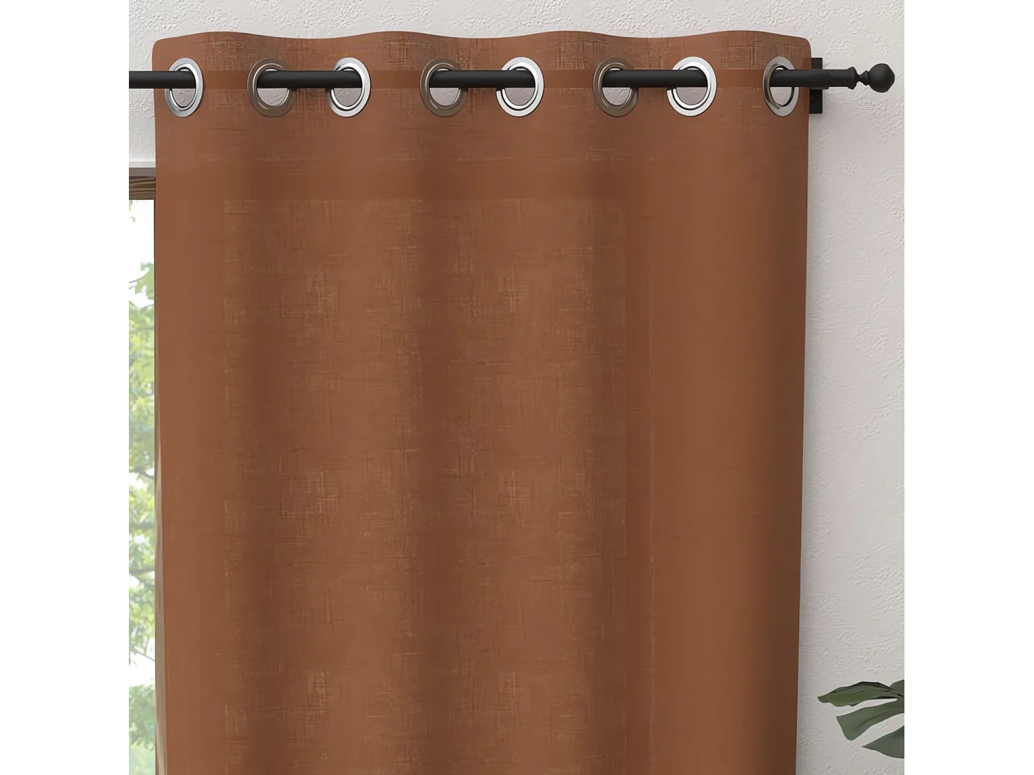 Cortina con ojales de algodón puro 135x250 cm PANAMA terra, de Soleil d'Ocre