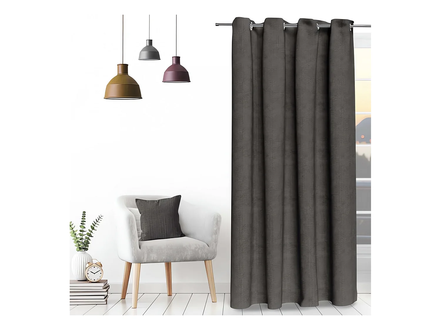 Rideau oeillets en velours VELVET anthracite, par Soleil d'ocre