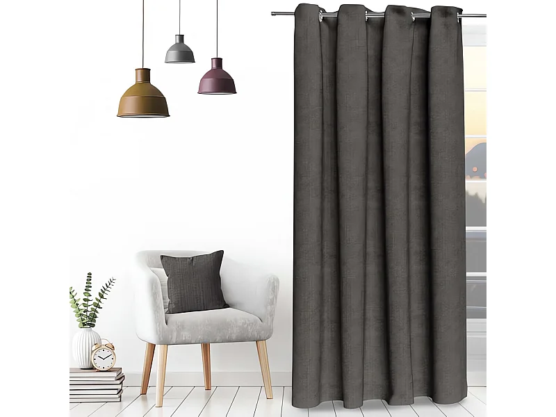 Rideau oeillets en velours VELVET anthracite, par Soleil d'ocre