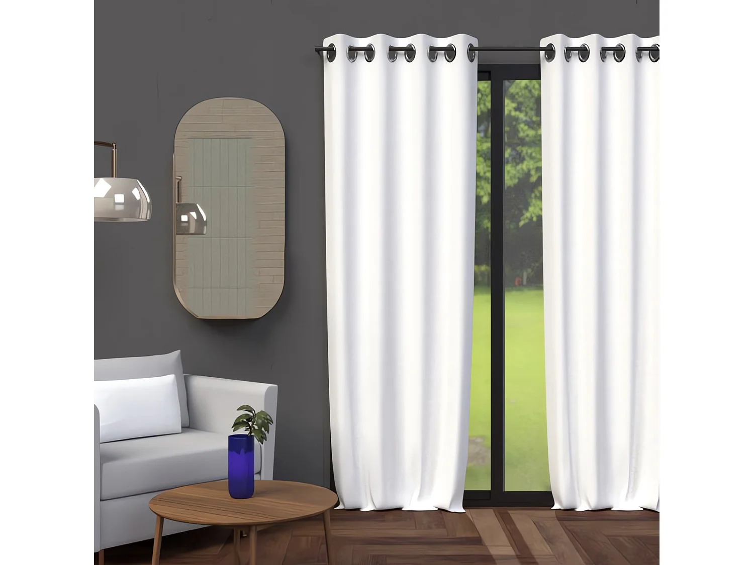 Cortina con ojales 135x180 cm BLACKOUT blanco