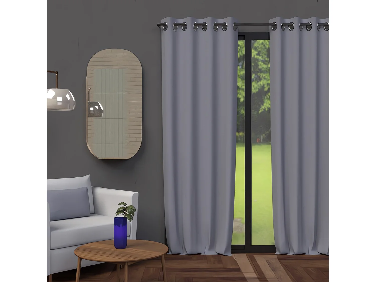 Rideau à oeillets 135X250 cm OCCULTANT gris, par Soleil d'ocre