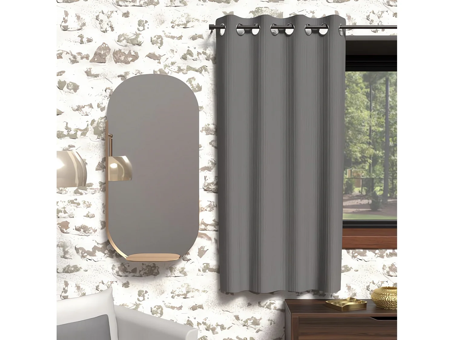 Cortina opaca con ojales 135x180 cm gris BOHEME, de Soleil d'Ocre