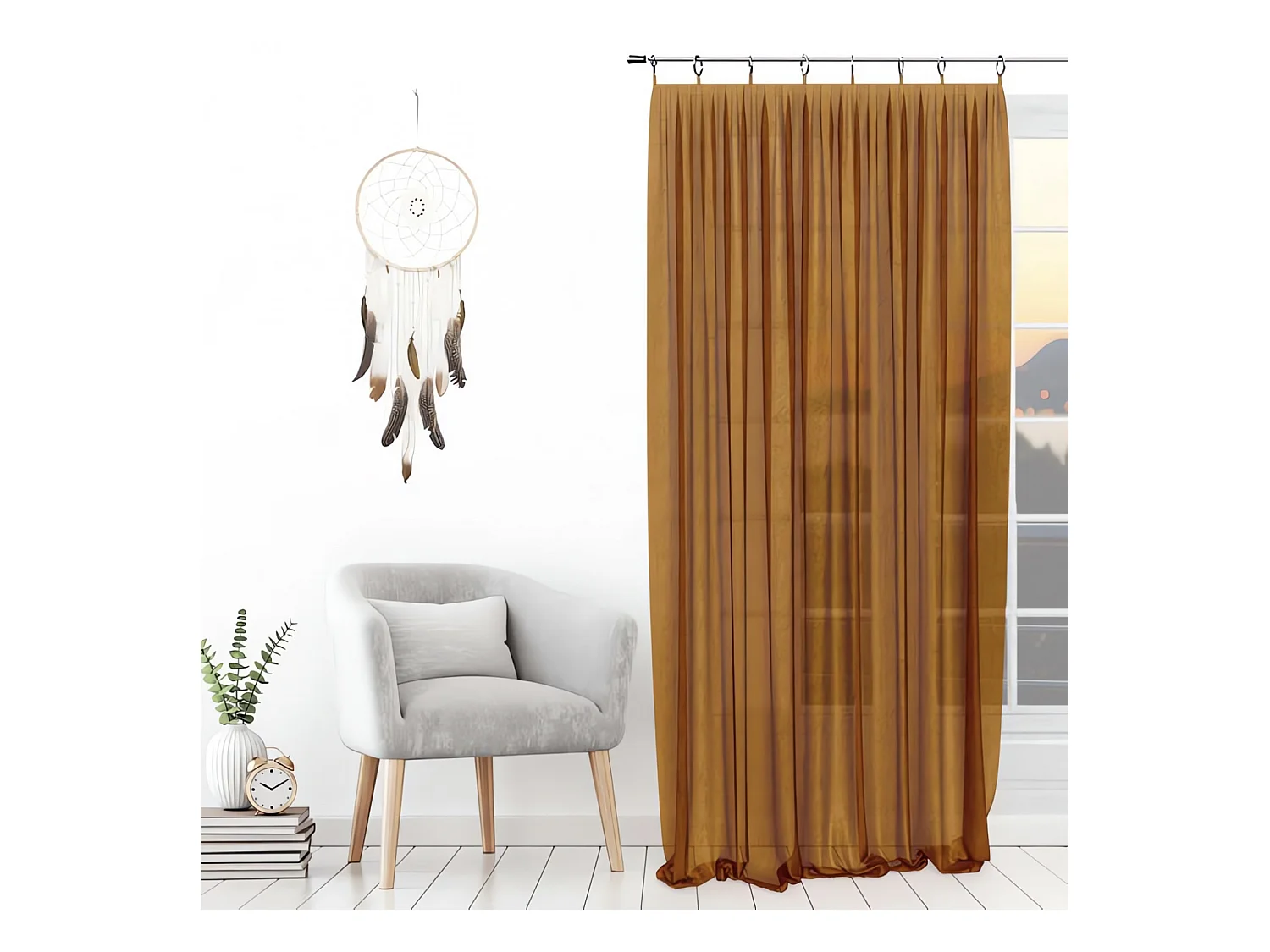 Voilage avec anneaux 135X250 cm SPIRIT bronze, par Soleil d'ocre