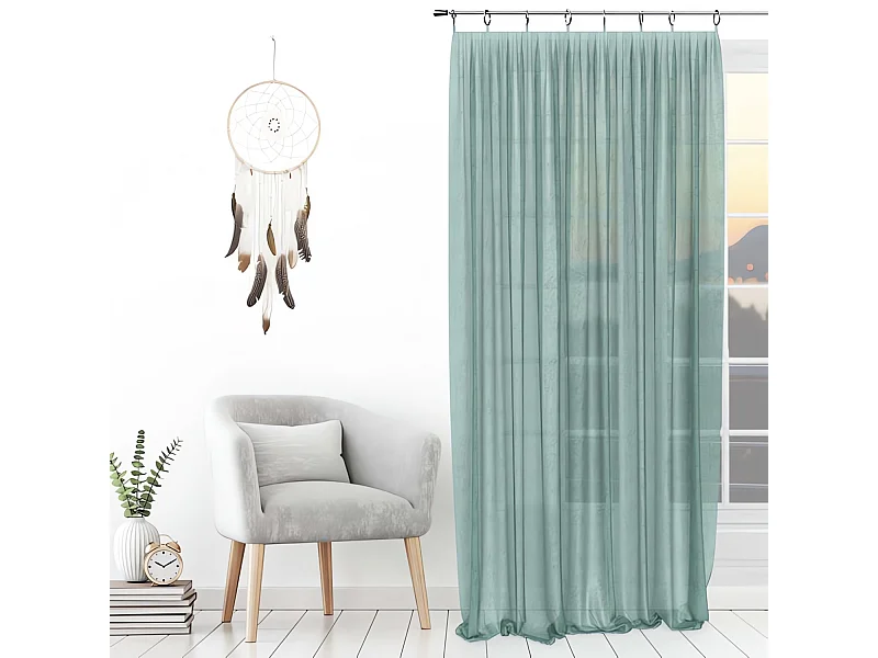 Voilage avec anneaux 135x250 cm SPIRIT vert d'eau, par Soleil d'ocre