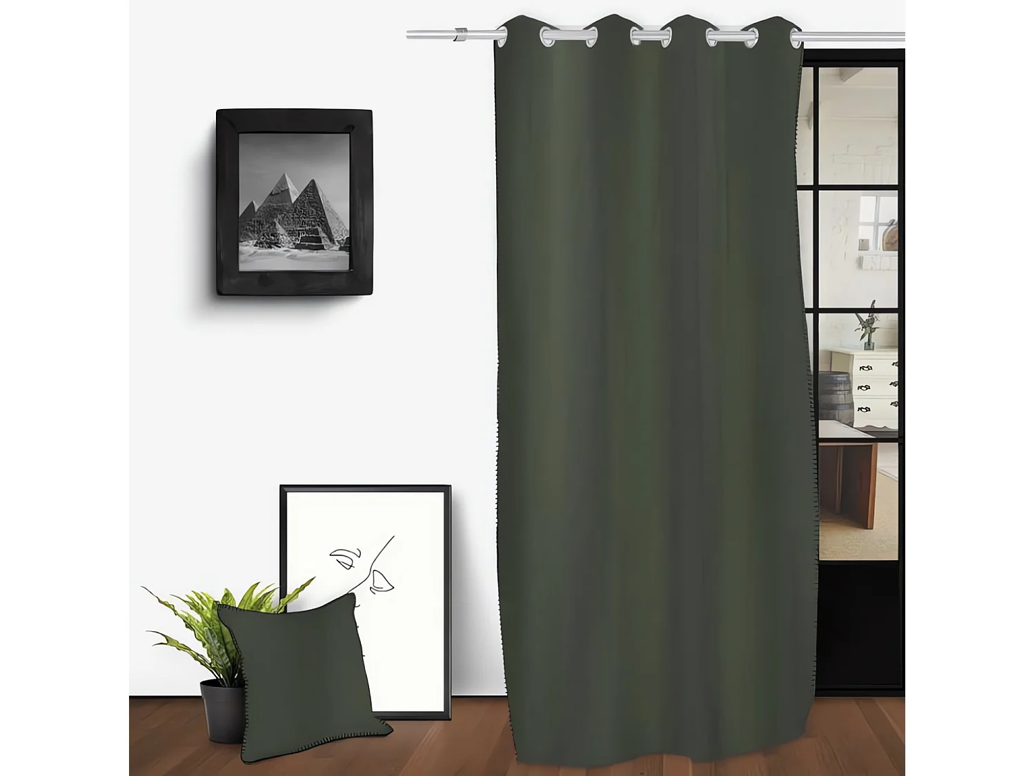 Cortina con ojales de algodón lavado 135x250 cm SPIRIT caqui