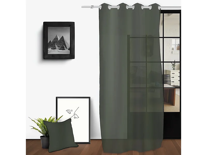 Visillo con ojales en algodón lavado 135x250 cm SPIRIT caqui