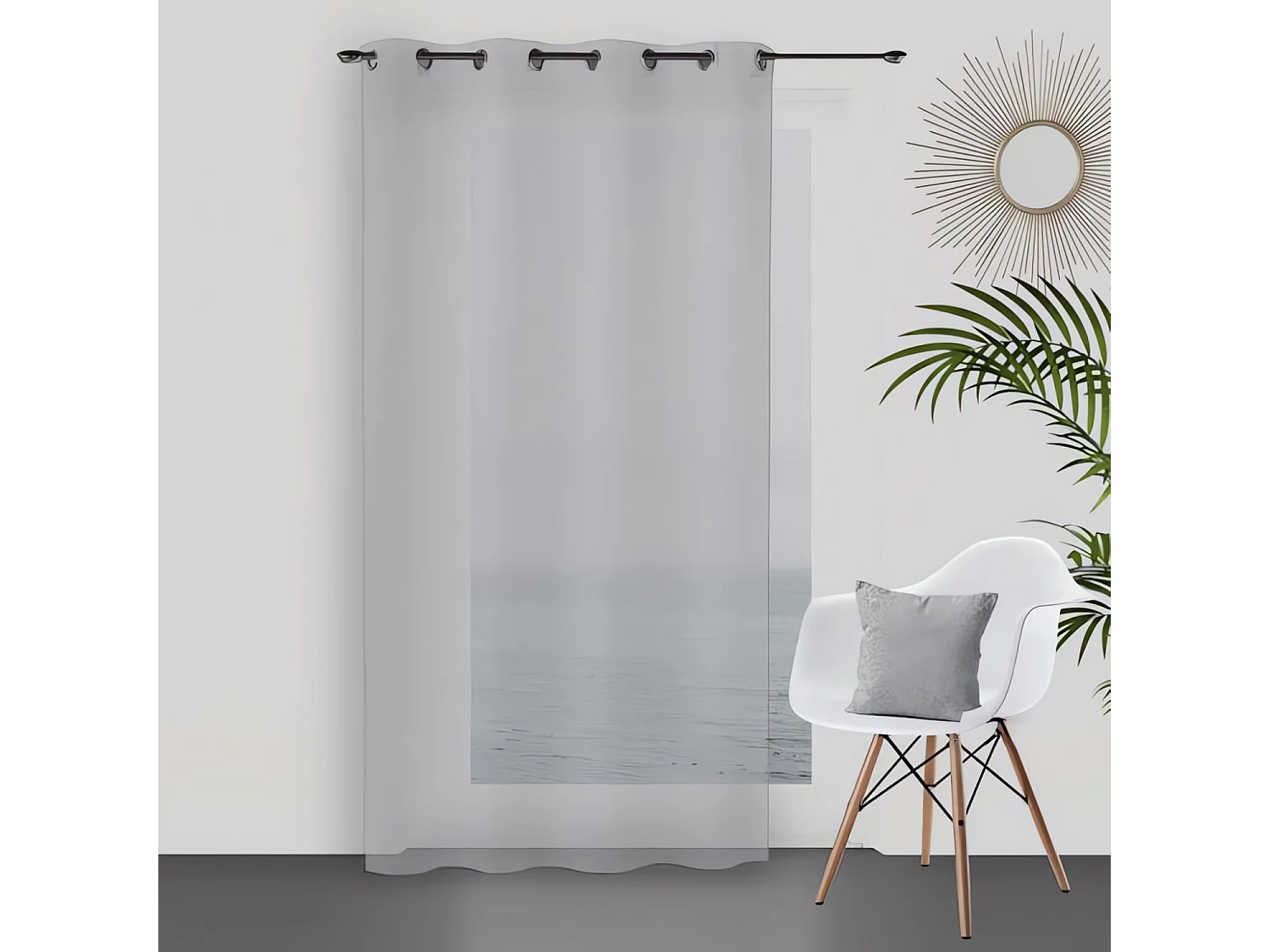 Visillo con ojales 135x250 cm DOLLY gris claro, de Soleil d'Ocre