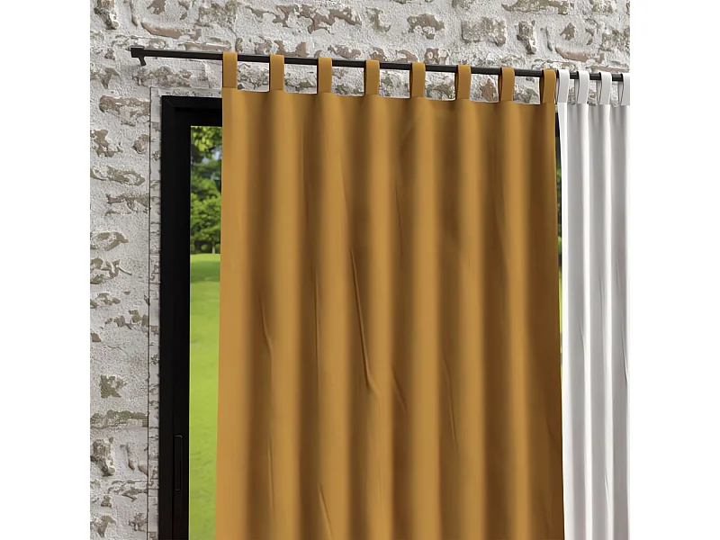 Rideau à pattes en microfibre lavée 135X250 cm BOHEME moutarde, par Soleil d'Ocre