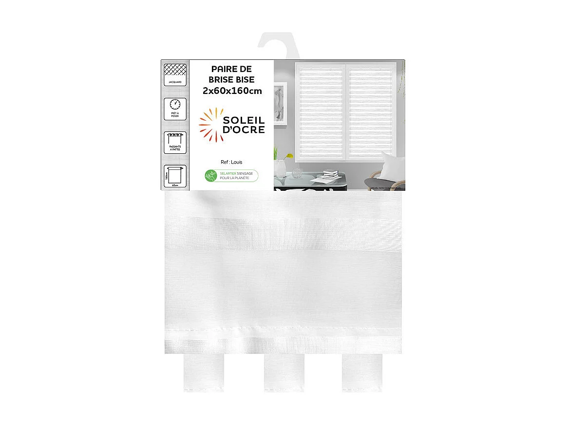 Par de visillos para ventana 60x160 cm LOUIS, de Soleil d'Ocre