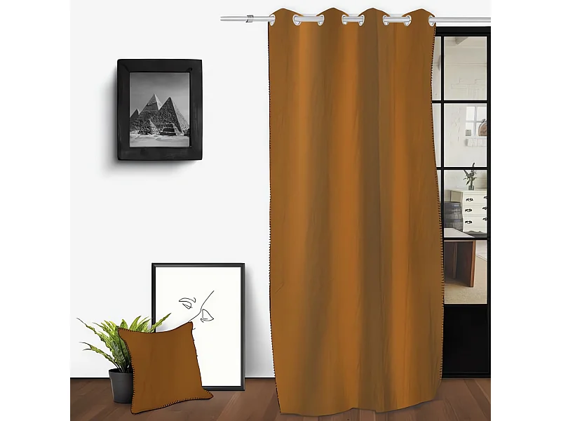 Rideau oeillets en coton lavé 135x250 cm SPIRIT bronze, par Soleil d'Ocre