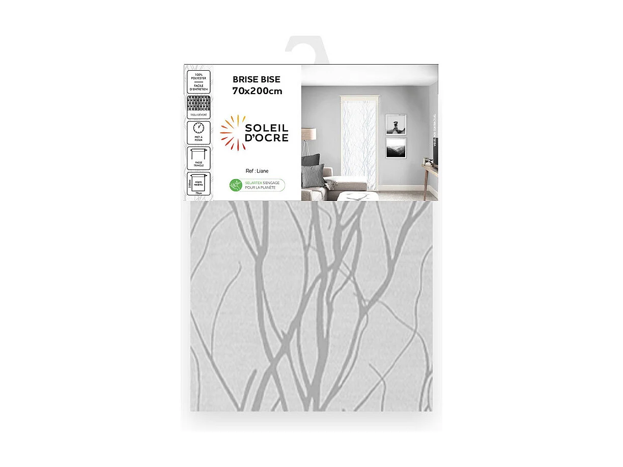 Voilage porte fenêtre 70x200 cm LIANE blanc, par Soleil d'ocre