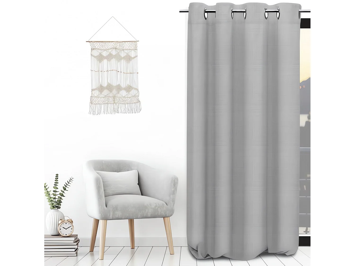 Cortina de lino con ojales 135X250 cm LINEN GRIS, de Soleil d'Ocre