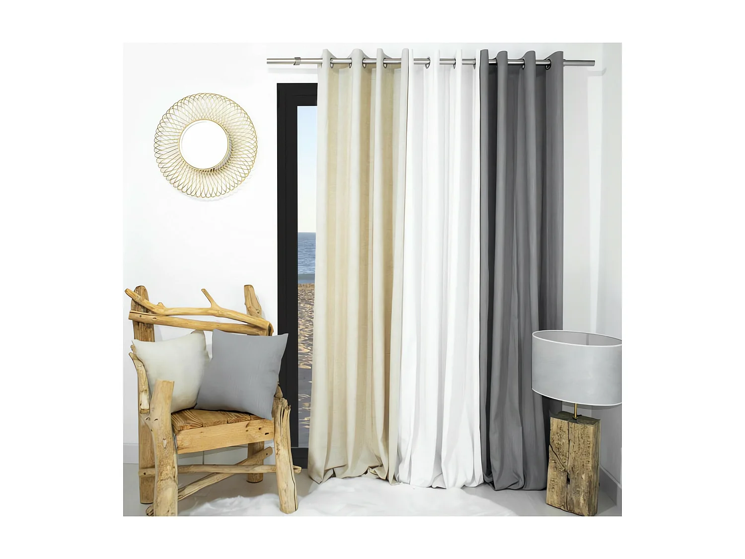 Cortina de lino con ojales 135X250 cm LINEN GRIS, de Soleil d'Ocre