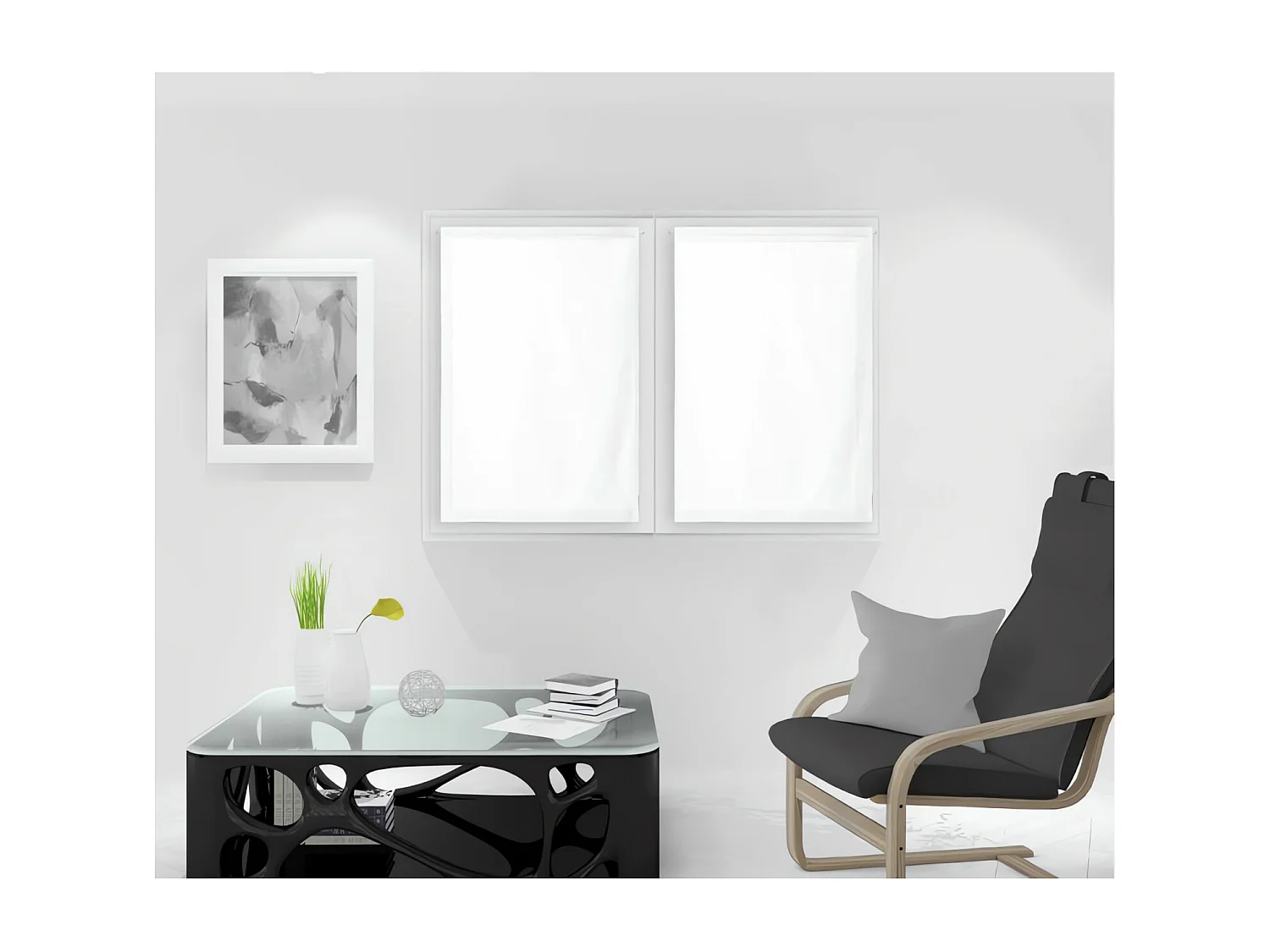 Paire de brise bise 60x90 cm DOLLY blanc, par Soleil d'Ocre