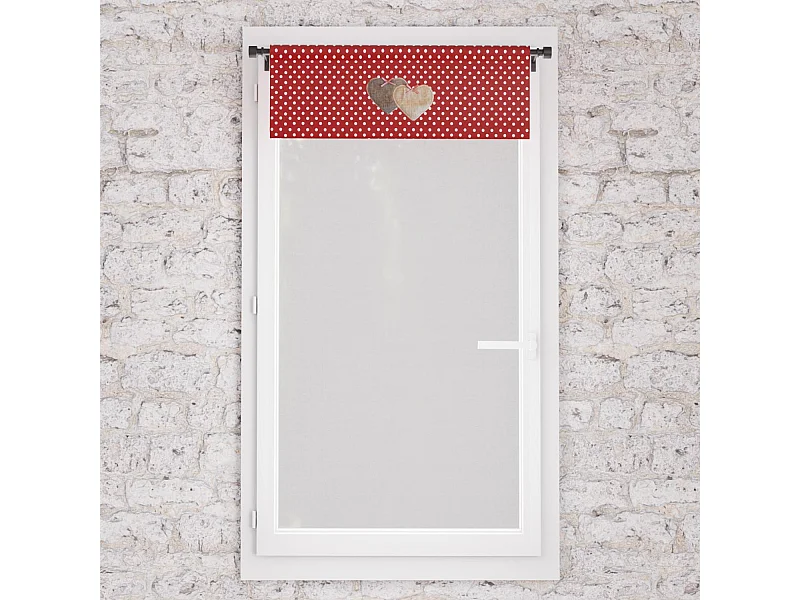 Visillo para ventana puro algodón 60x120 cm LOVE rojo