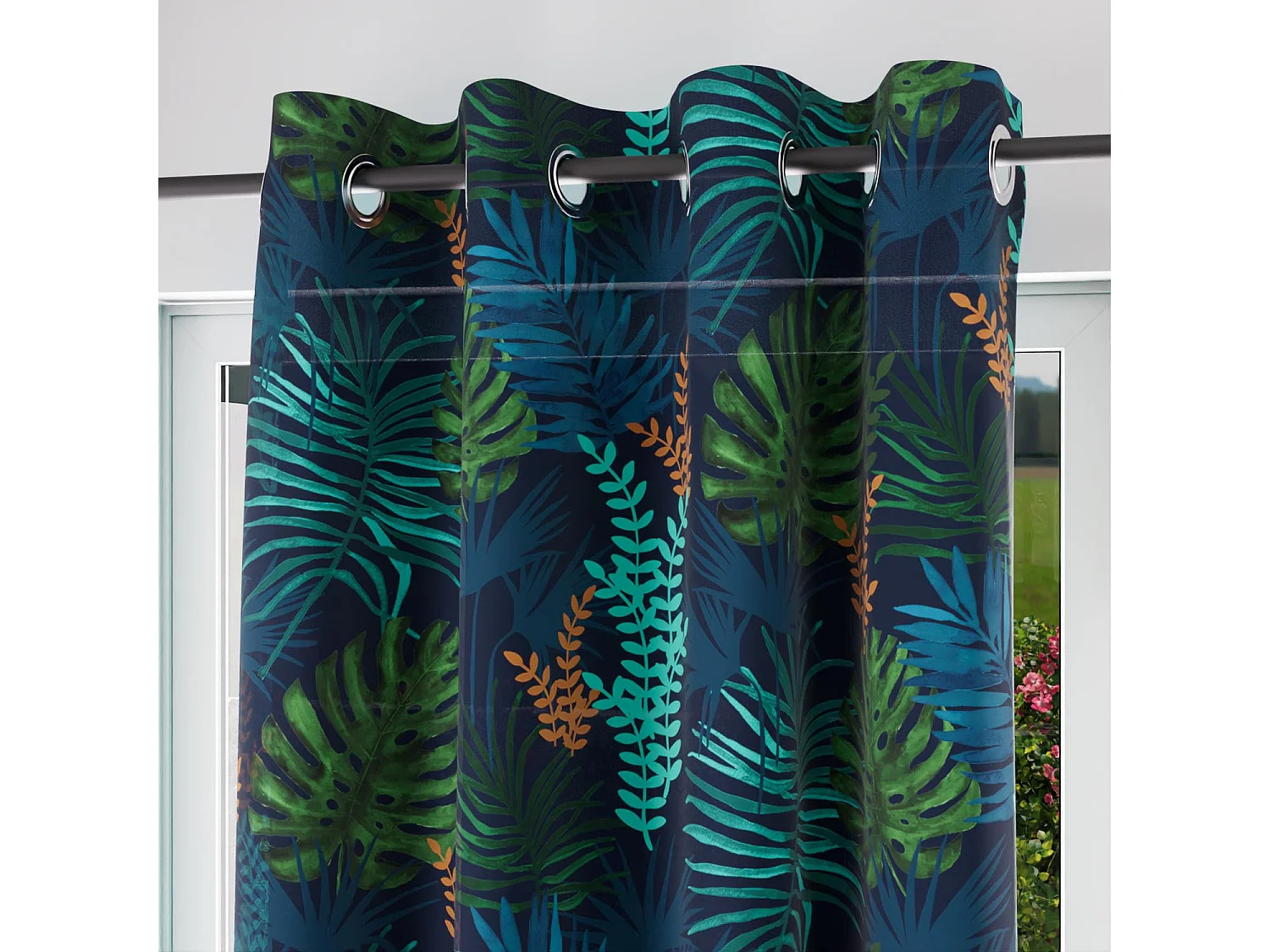 Voile à oeillets 135x250 cm AMAZONIE bleu, par Soleil d'Ocre