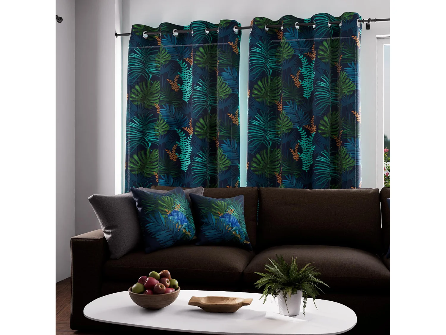 Voile à oeillets 135x250 cm AMAZONIE bleu, par Soleil d'Ocre