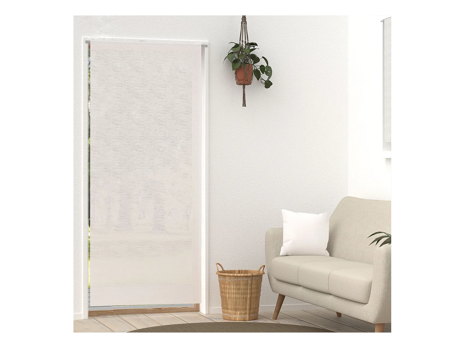 Voilage lin pour porte fenêtre 90x200 cm LINEN blanc, par Soleil d'Ocre