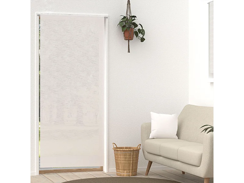 Voilage lin pour porte fenêtre 90x200 cm LINEN blanc, par Soleil d'Ocre