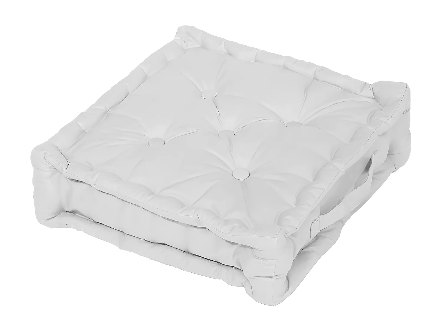 Coussin tapissier en coton 50x50x10 cm PANAMA blanc, par Soleil d'Ocre