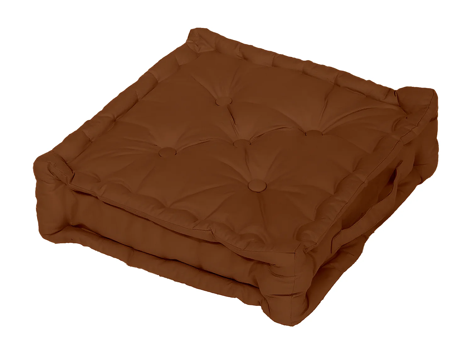 Coussin tapissier en coton 50x50x10 cm PANAMA terra, par Soleil d'Ocre