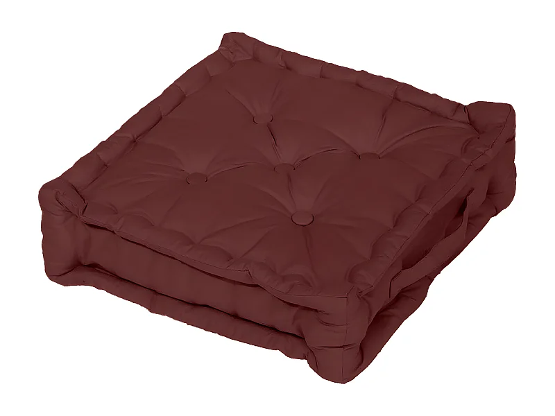 Coussin tapissier en coton 50x50x10 cm PANAMA brique, par Soleil d'Ocre