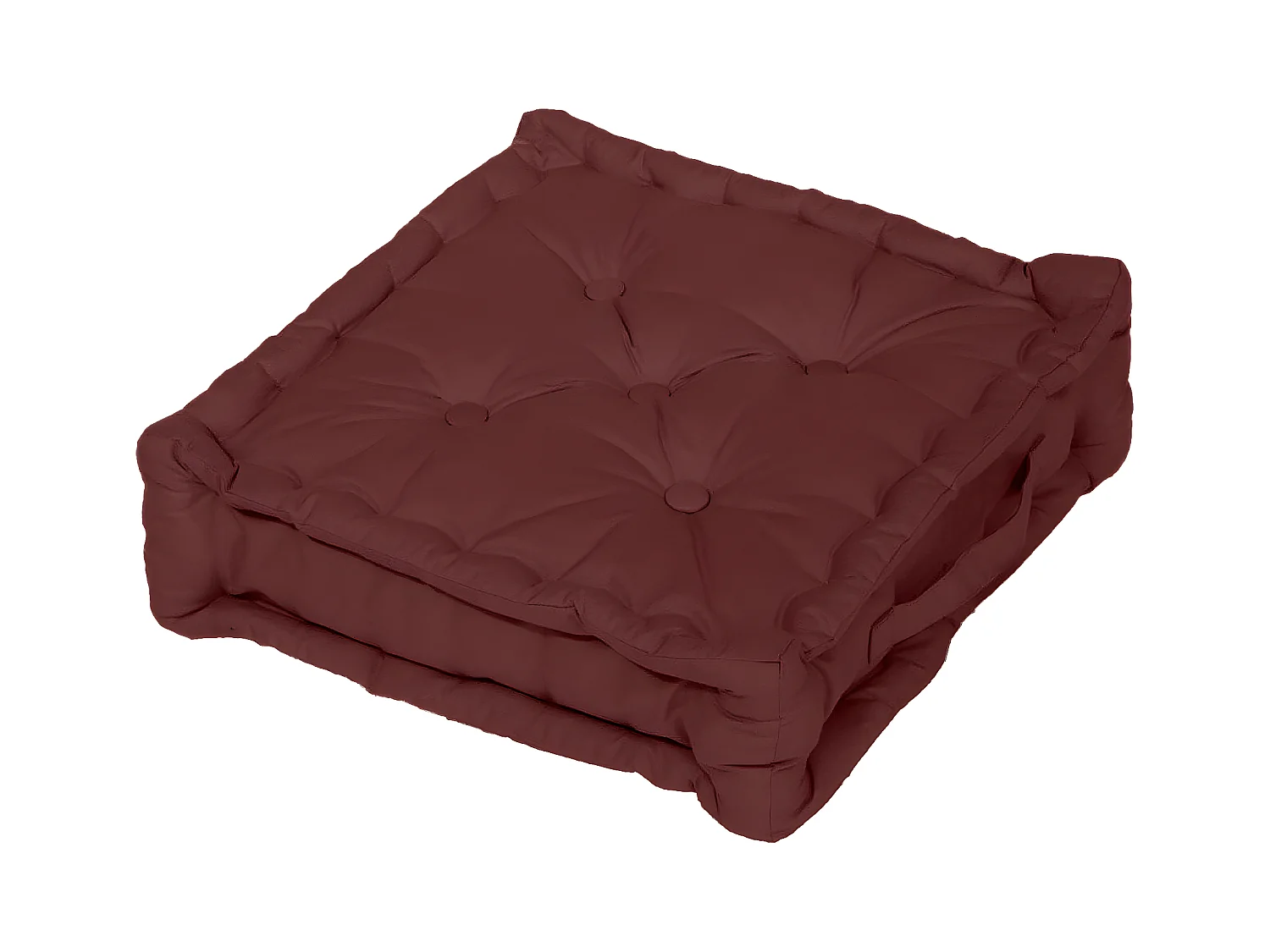 Coussin tapissier en coton 50x50x10 cm PANAMA brique, par Soleil d'Ocre
