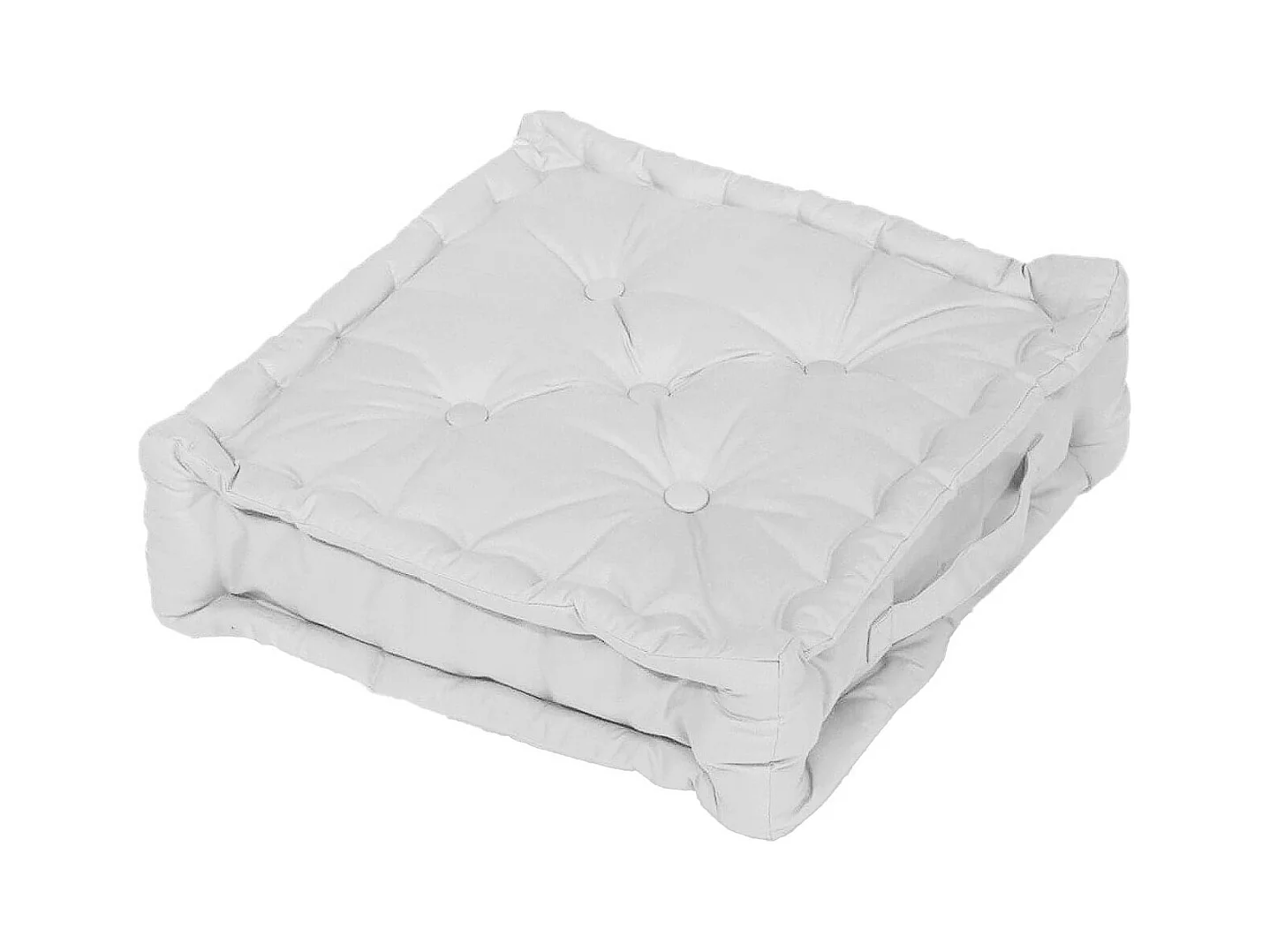 Coussin tapissier en coton 50x50x10 cm PANAMA blanc, par Soleil d'Ocre