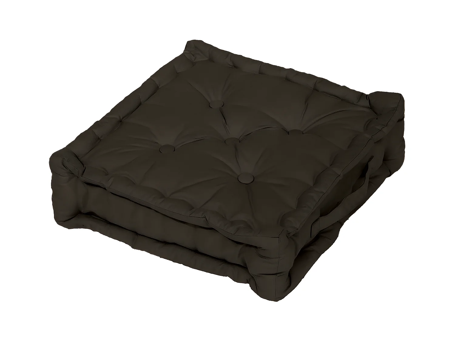 Coussin tapissier en coton 50x50x10 cm PANAMA brun, par Soleil d'Ocre