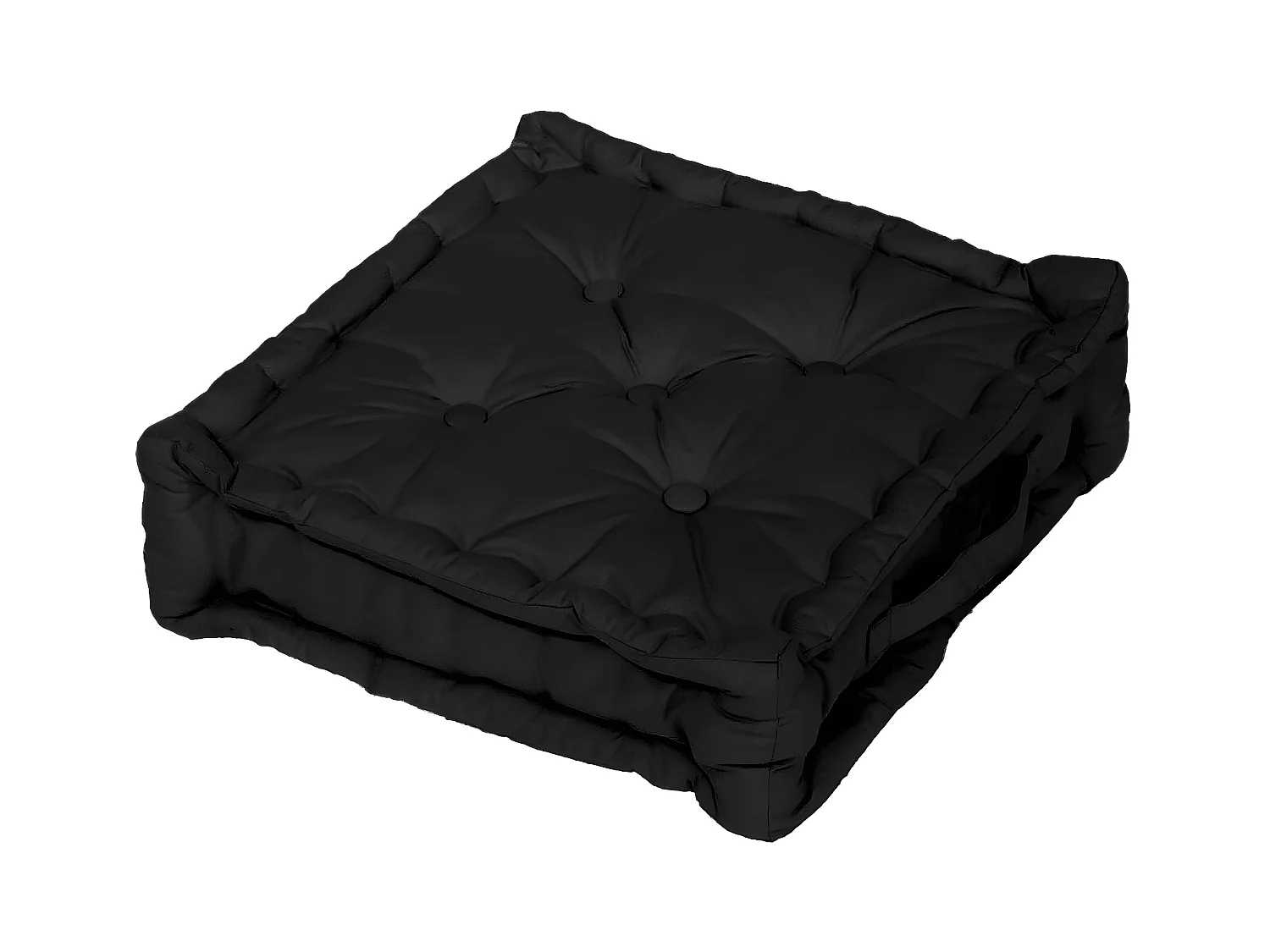 Coussin tapissier en coton 50x50x10 cm PANAMA noir, par Soleil d'Ocre