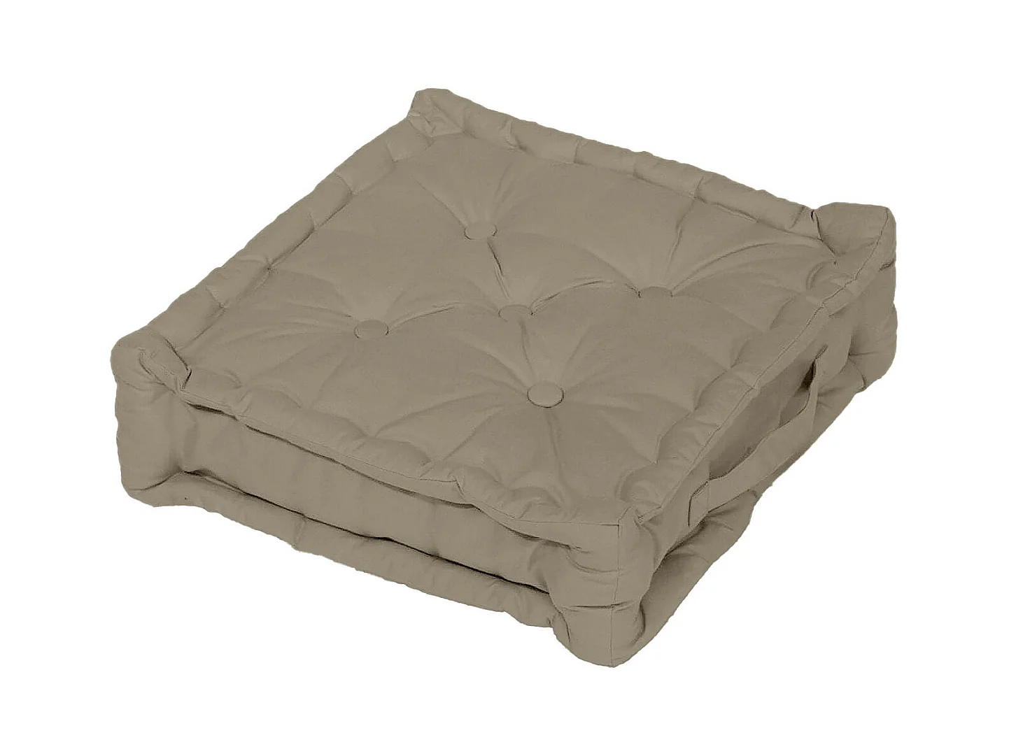 Coussin tapissier en coton 50x50x10 cm PANAMA taupe, par Soleil d'Ocre