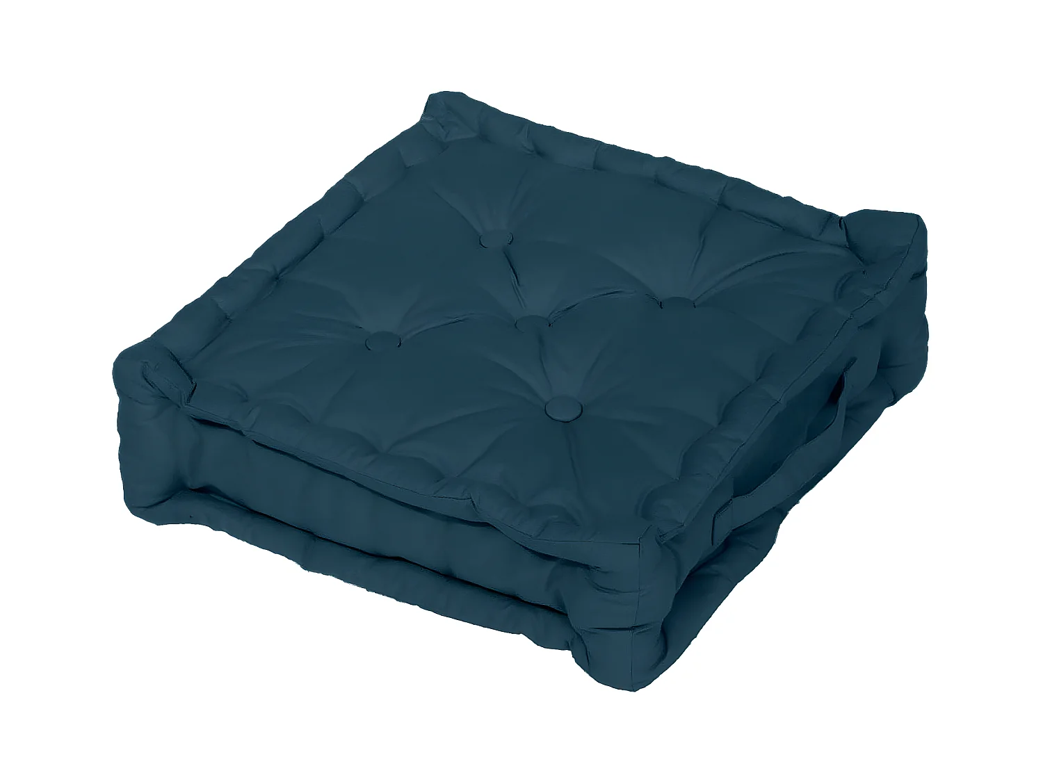 Coussin tapissier en coton 50x50x10 cm PANAMA bleu canard, par Soleil d'Ocre