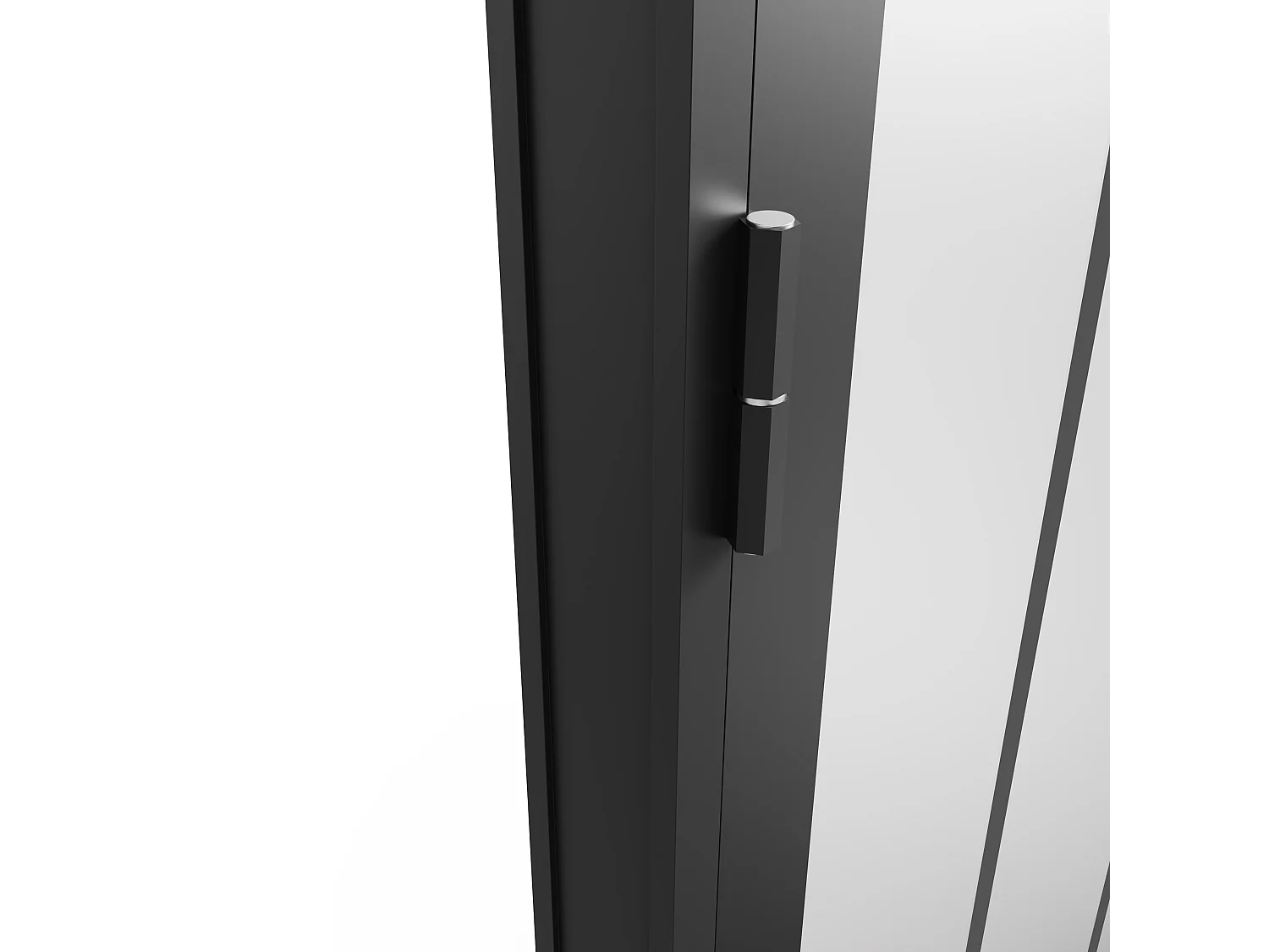 Blocco porta reversibile H204 x L73 cm in Alluminio e Vetro temperato smerigliato Nero  stile atelier - ERMELO