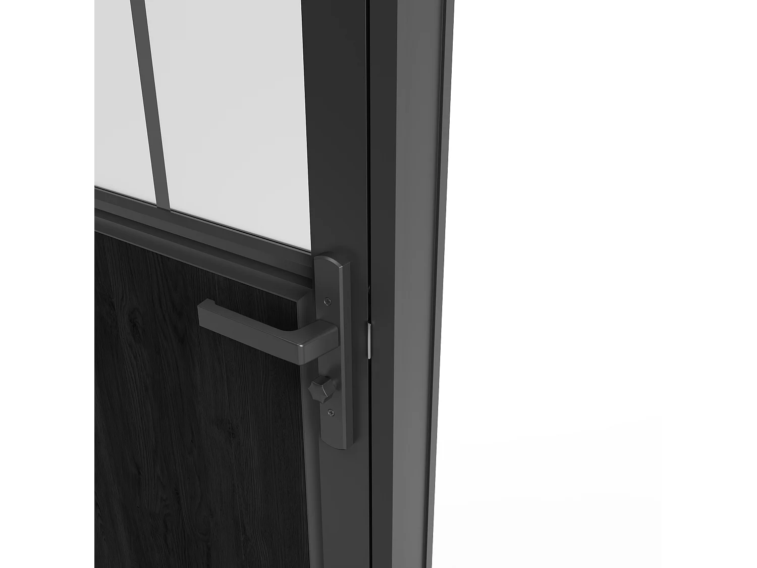 Blocco porta reversibile H204 x L73 cm in Alluminio e Vetro temperato smerigliato Nero  stile atelier - ERMELO