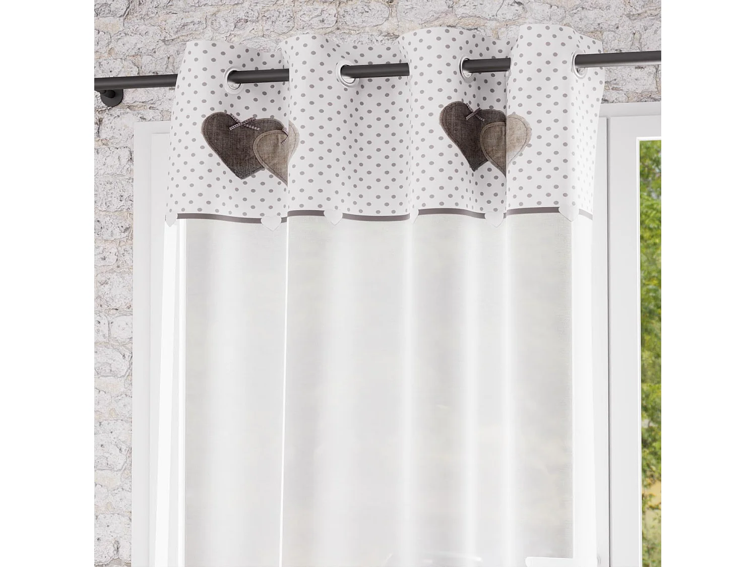 Visillo con ojales de algodón puro 130x250 cm LOVE gris