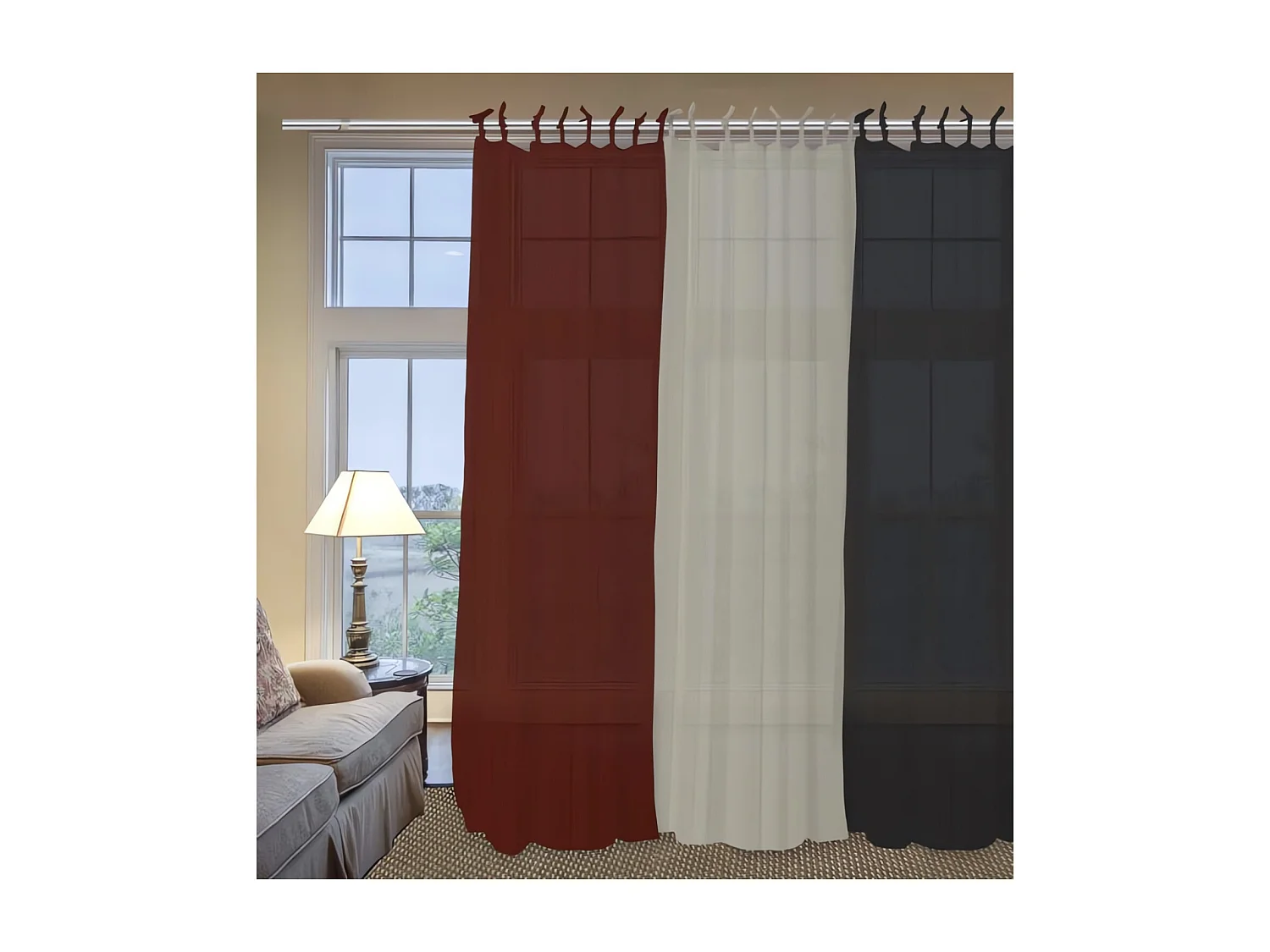 Visillo con nudos de algodón 135x250 cm PANAMA Ladrillo