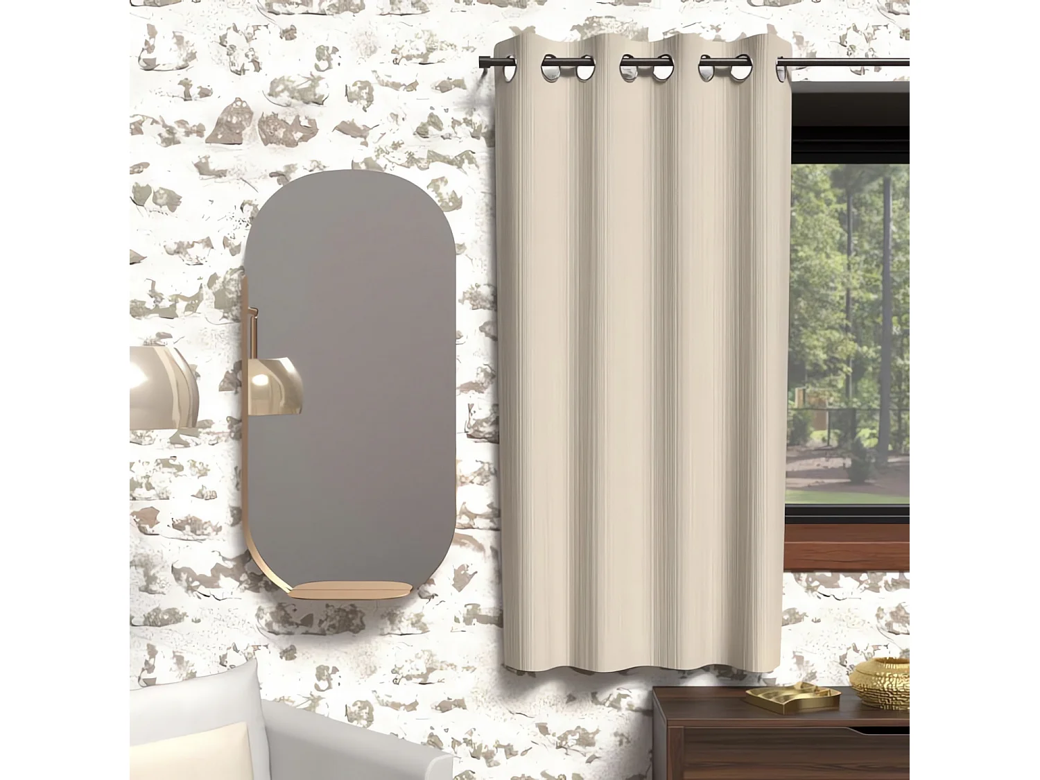 Rideau à oeillets isolant 135x180 cm BOHEME lin, par Soleil d'Ocre