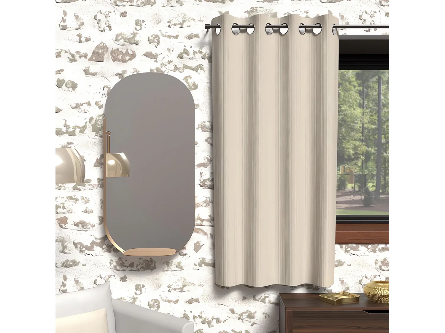 Rideau à oeillets isolant 135x180 cm BOHEME lin, par Soleil d'Ocre