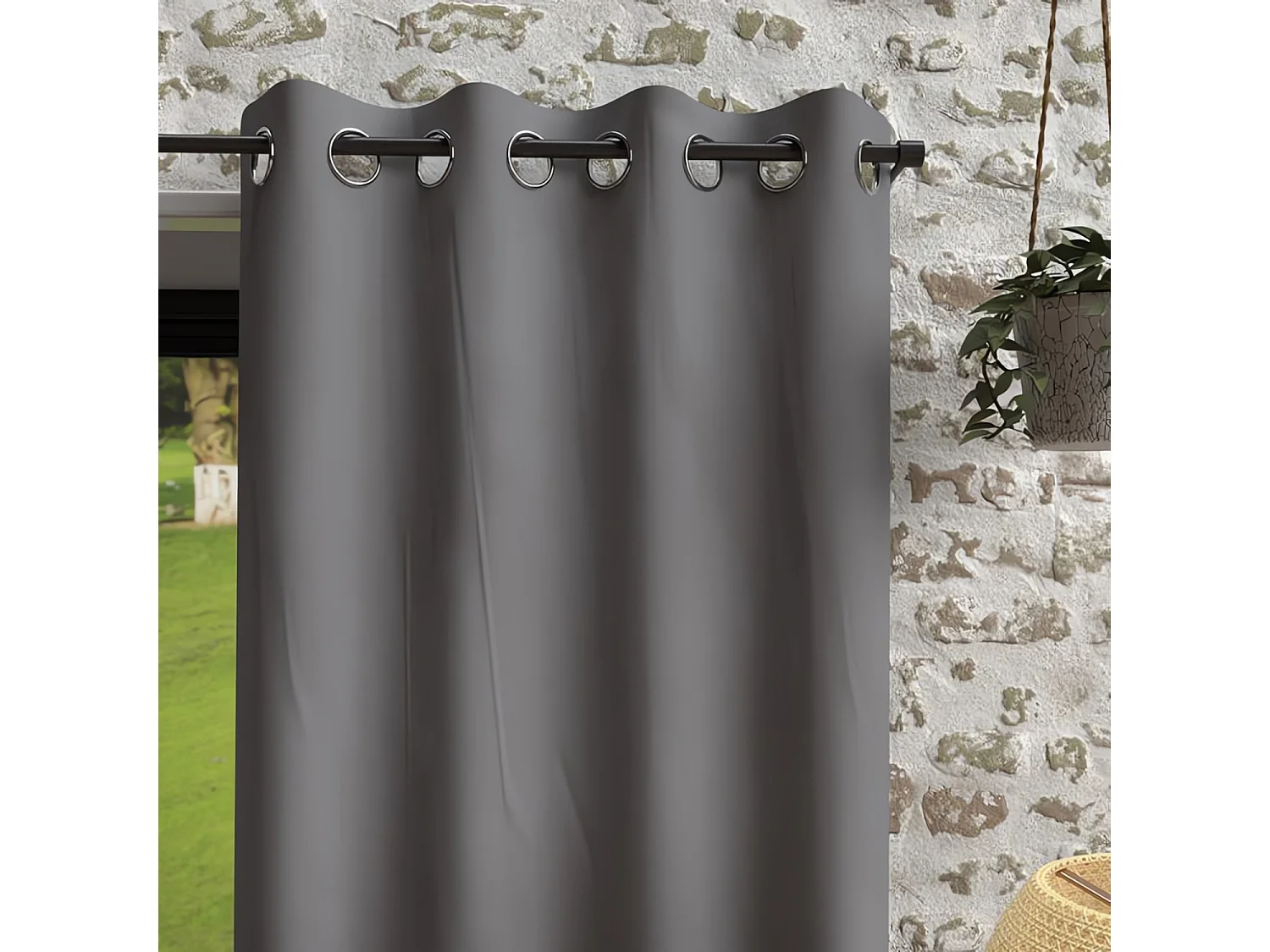 Rideau à oeillets en microfibre lavée 135x180 cm BOHEME gris, par Soleil d'Ocre