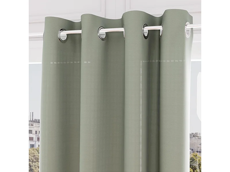 Voile oeillets jacquard 135X250 cm VELVET vert, par Soleil d'ocre