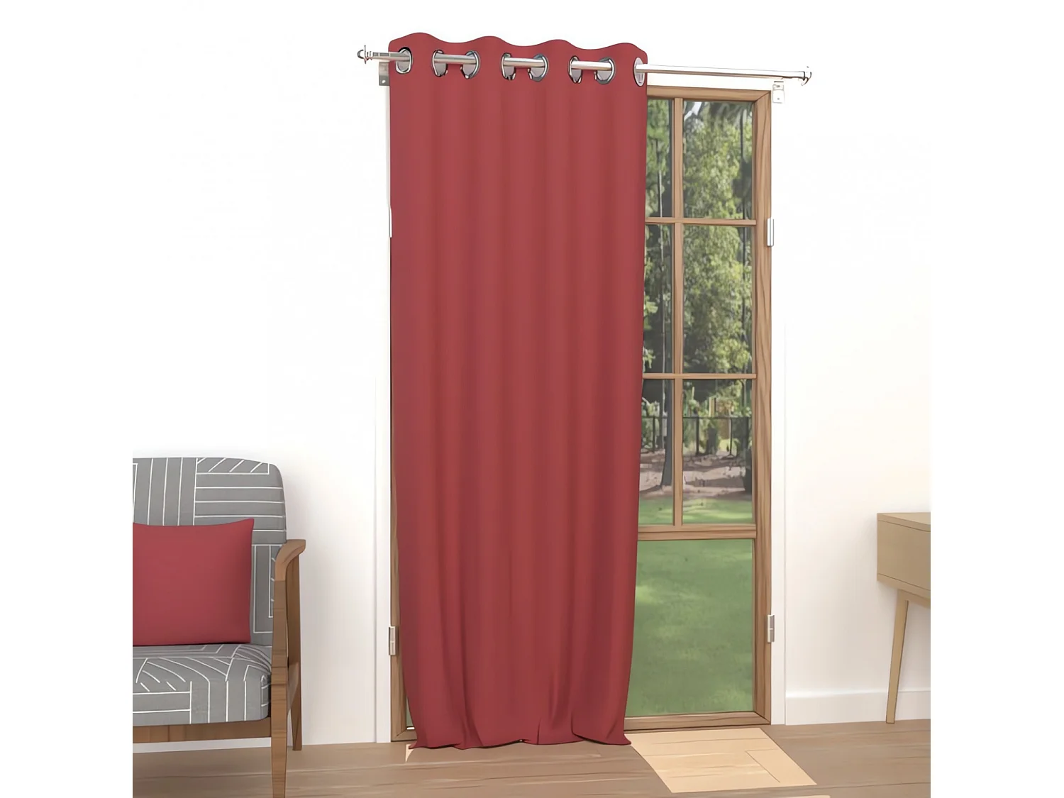 Cortina lisa con ojales antiarrugas 135X250 ALIX rojo