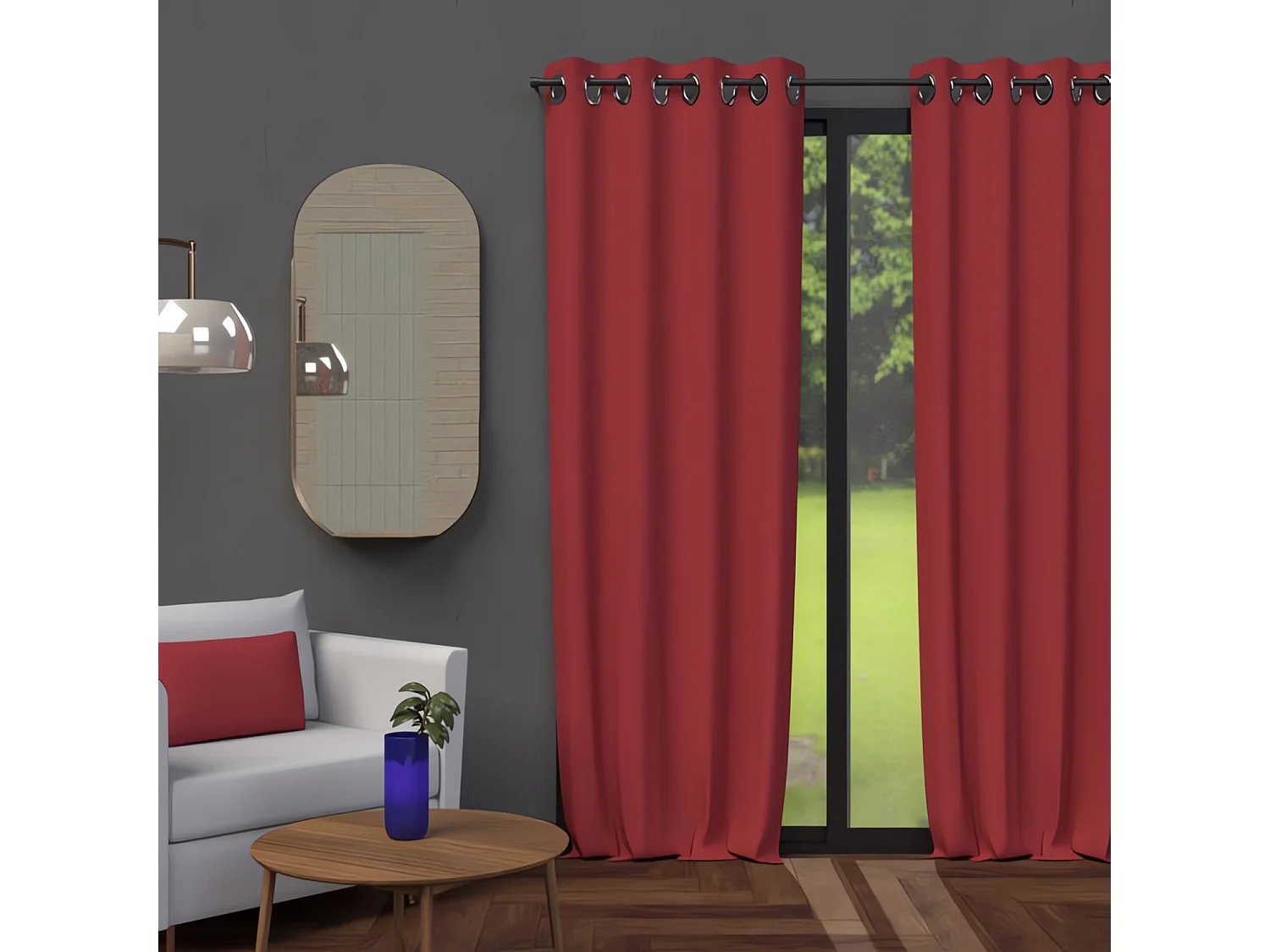 Cortina con ojales 135X250 cm BLACKOUT rojo