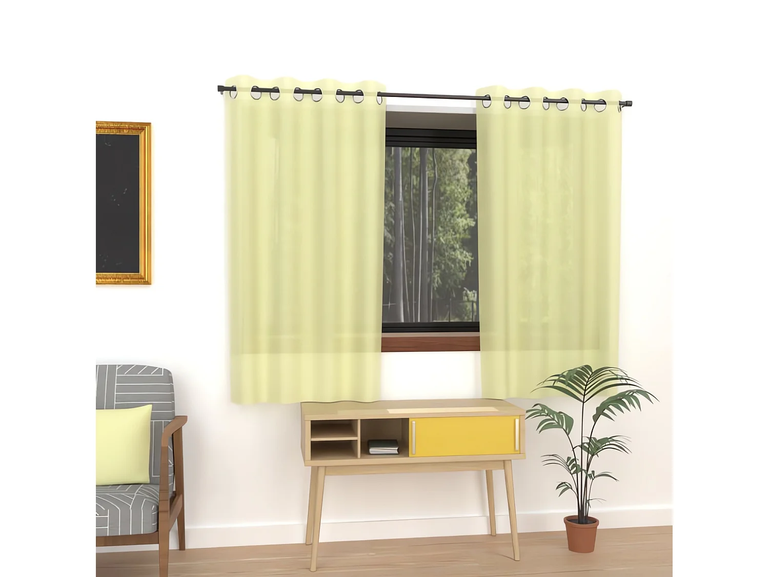 Voilage à oeillets 135x180 cm ALIX vert citron, par Soleil d'ocre