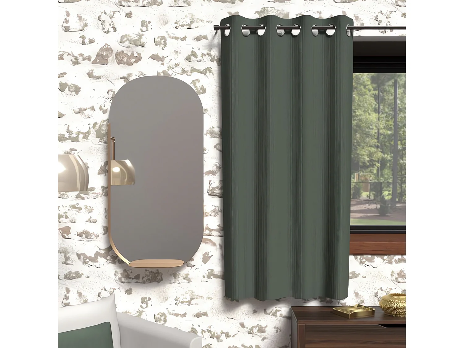 Cortina con ojales aislante 135x180 cm BOHEME caqui, por Soleil d'Ocre