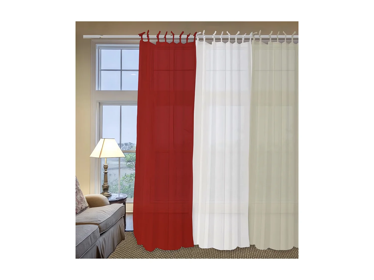 Visillo con nudos de algodón 135x250 cm PANAMA rojo