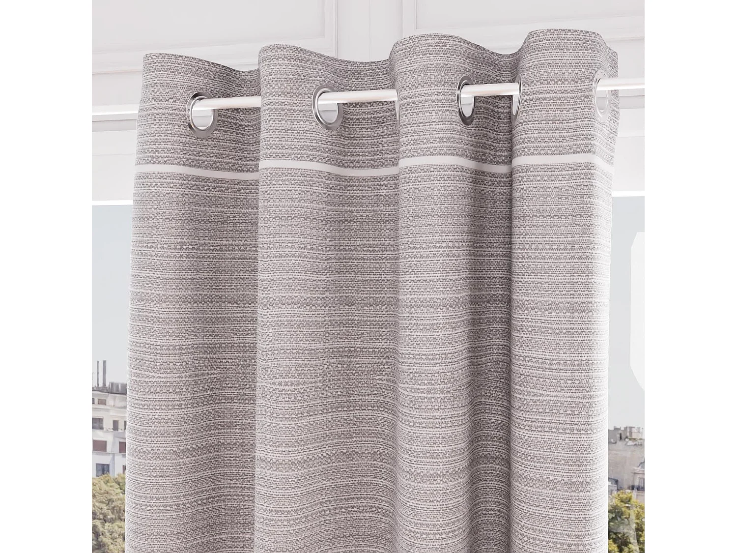 Cortina con ojales de algodón reciclado 135x300 cm PIERRE gris, por Soleil d'Ocre