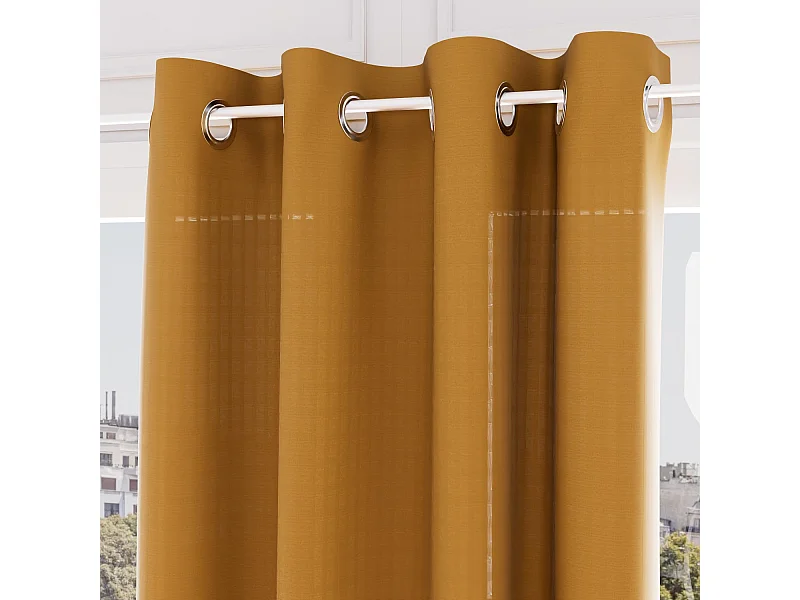 Visillo con ojales jacquard OCHER VELVET