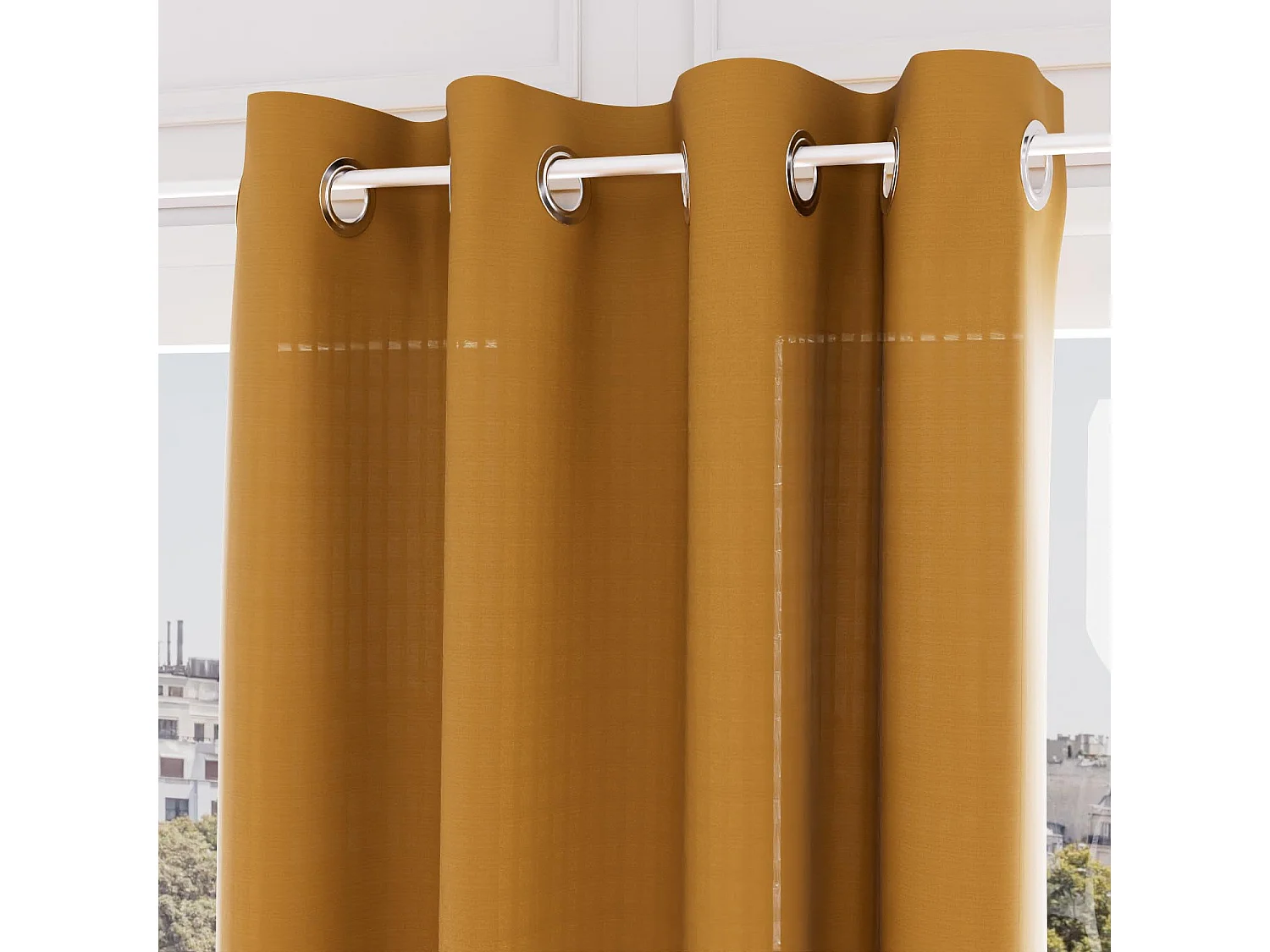 Visillo con ojales jacquard OCHER VELVET