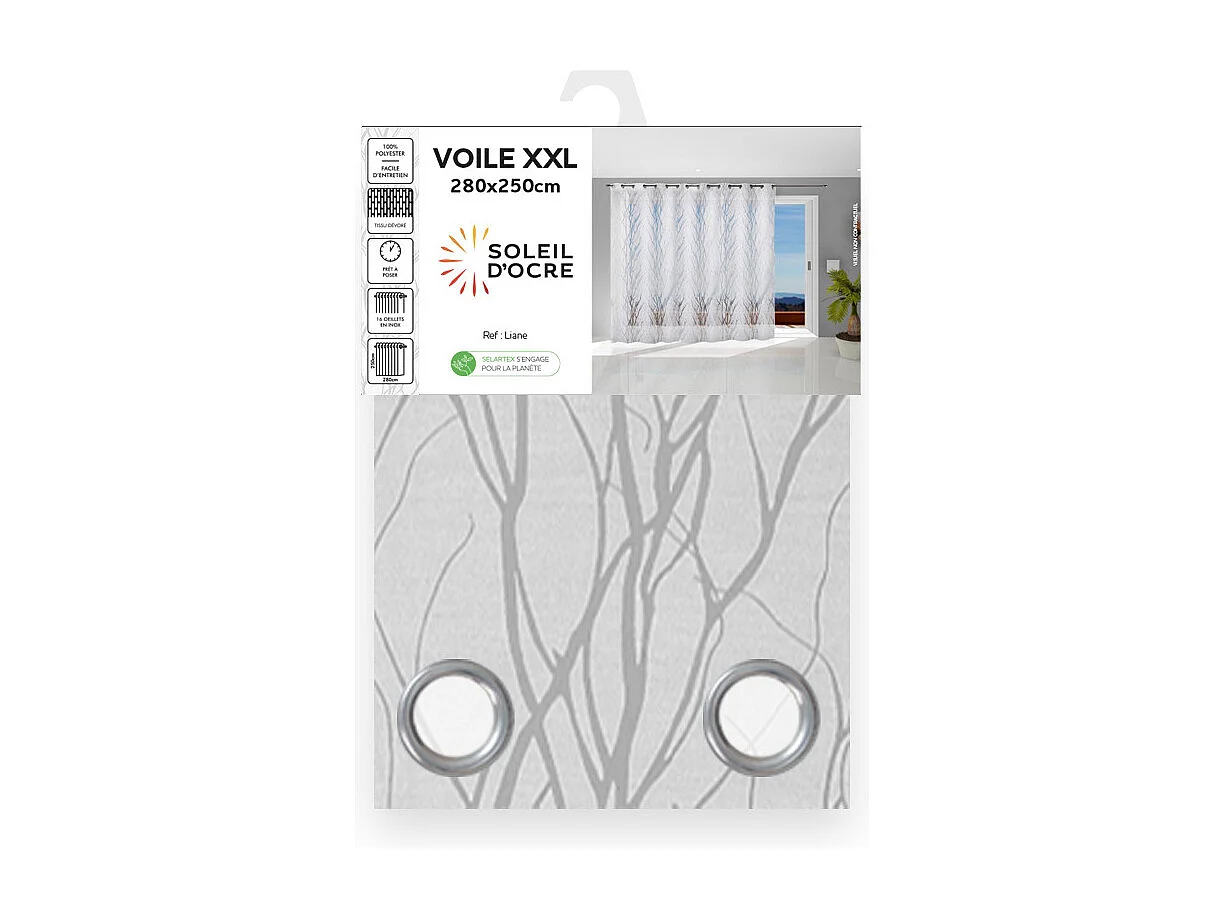 Visillo con ojales ventanal 280x250 cm LIANE blanco, por Soleil d'ocre